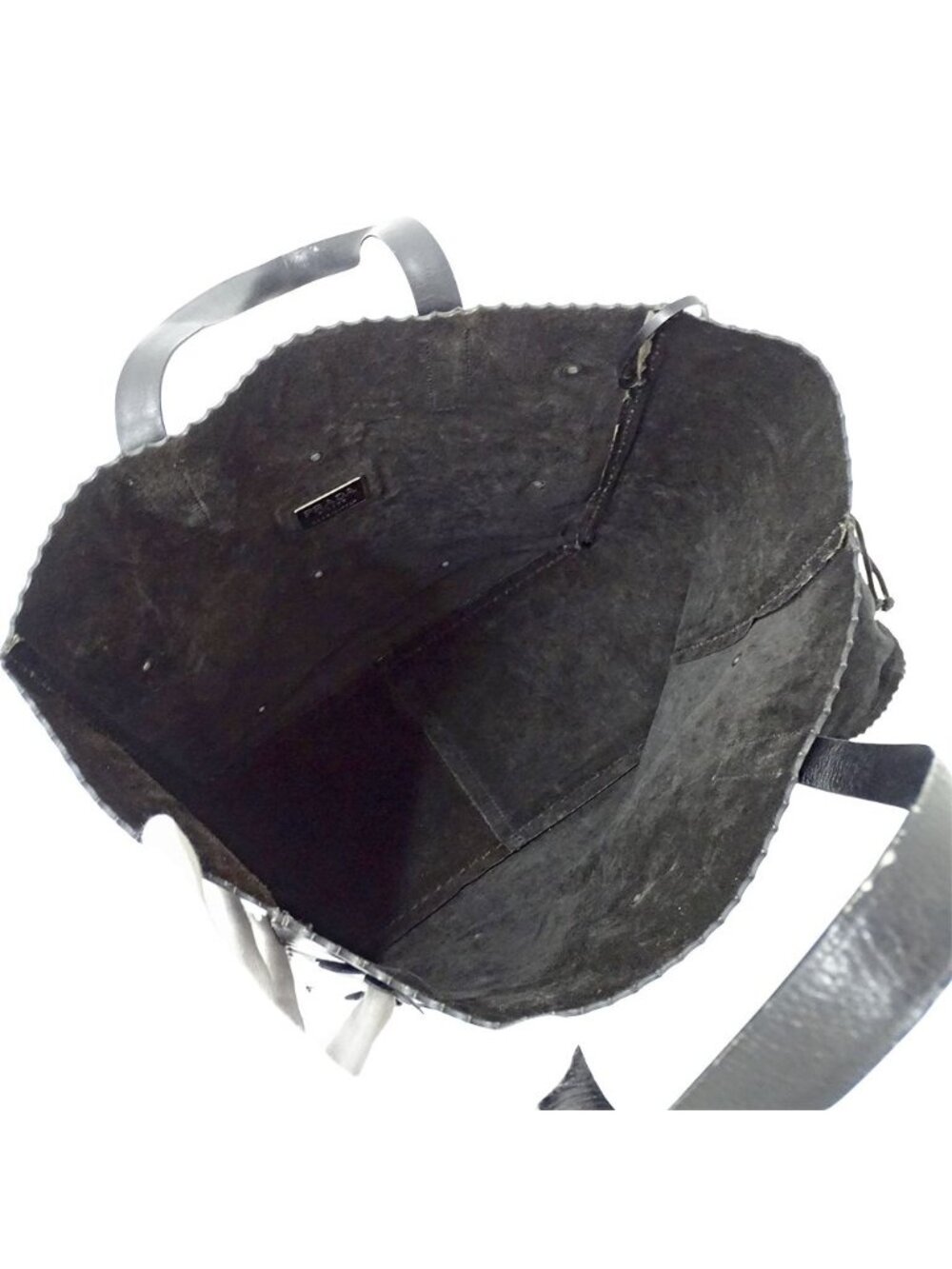 Prada Tote Leather Black Flower - Picture 5 of 13